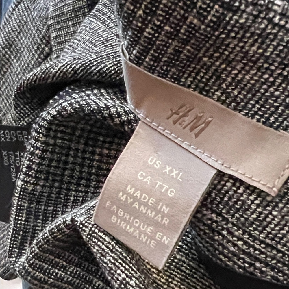 X H&M Charcoal and Light Gray Woven look mini office dress/ tunic - Picture 3 of 5